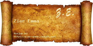 Zier Emma névjegykártya